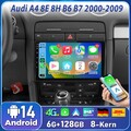 Für Audi A4 8E 8H B6 B7 2000-2009 9" Autoradio GPS NAVI 6+128G Android14 Carplay
