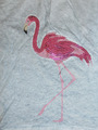 Süßes oilwashed Damen-T-Shirt mit pinkem Flamingo aus PAILETTEN*Gr. L 44 (46)*