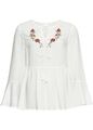 Tunika mit Stickerei Gr. 34 Wollweiß Damentunika Bluse Top Shirt Oberteil Neu