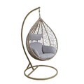 Polyrattan Hängesessel mit Gestell Hängekorb Rattan Hängestuhl Beige / Grau