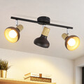 E14 Deckenstrahler Holzoptik Schwarz Metall Deckenlampe Küche Flur Wohnzimmer