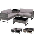 Polyrattan Lounge Sitzgruppe 4-tlg. Sitzgarnitur Gartenmöbel Set mit Auflagenbox