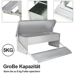 Futterautomat Huhn Futterspender mit Deckel Geflügel 5KG Hühnerfutterautomat