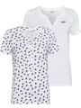 2 Tom Tailer T-Shirts Gr. S/XS weiß Muster Kurzarm T-Shirt Set Blusenshirt, Neu