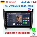 Für VW Polo 5 2008-2020 Android14 Autoradio Carplay GPS Navi BT SWC DAB+ 6+128GB