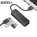 IDsonix USB 3.0 Hub 4 Port Splitter Adapter mit Aktiv Netzteil Verteiler für PC