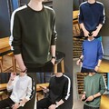 Kontrastfarbenes T-Shirt für Herren mit O-Ausschnitt und langen Ärmeln für Ja
