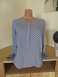 Street One Damen Bluse Gr. 36-38 blau-weiß gepunktet langarm