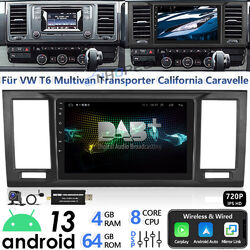 DAB+ 4+64GB Android13 CarPlay Autoradio Für VW T6 Transporter Multivan GPS Navi