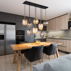 Pendellampe Hängeleuchte Wohnzimmerlampe Glas 8 flammig Küchenleuchte H 120 cm