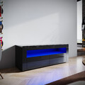 TV Fernsehtisch mit LED Beleuchtung Lowboard Sideboard Schwarz Hochglanz 120cm