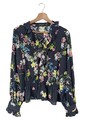 TED BAKER Langarm-Bluse Damen Bluse Gr. DE 38 schwarz-neonblau Elegant