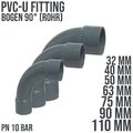 PVC-U PVC Klebe Fittings 90° Bogen aus Rohr mit Muffe PN 16 Bar