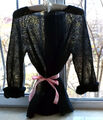 Schwarzes Netz Mohair Strickpullover, handgestrickt, leicht transparent, übergroß S-L