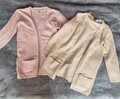 Mädchen Pullover Cardigan 128 rosa beige Strickjacke