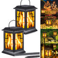 2x Solarleuchte LED Solar Garten Flammeneffekte Solarlampe Hängeleuchte Laternen