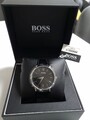 Hugo Boss Uhr, Herren Leder Schwarz, Neu mit Etikett