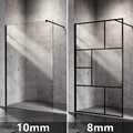 Walk In Duschwand Schwarz 6-10mm Duschabtrennung Dusche klarglas NANO 80-140x200