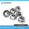 M6 Sperrzahnmutter DIN 6923 Edelstahl V2A A2 Sechskant Flanschmutter Bundmutter