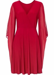 Kleid mit schönen Cut Outs an den Ärmeln Gr. 32/34 Rot Mini Abendkleid Neu