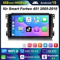 4+64G Android 15 Autoradio für Smart Fortwo 451 2005-2010 GPS Navigation BT 5.4
