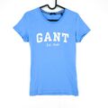 GANT Blau Großes Logo Rundhals T-Shirt Top GRÖSSE XS