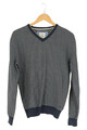TOM TAILOR Herren Pullover Gr. M Blau Weiß Gestreift V-Ausschnitt Baumwolle