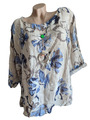 Bluse ITALY T Shirt Tunika Leinen Optik lässige Passform Top Baumwolle 44 46 48