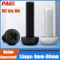 M2 - M8 Nylon-Kunststoff Linsenschrauben Linsenkopfschraube Kreuzschlitz DIN7985