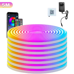 5M Neon LED Strip Streifen RGB Flex Schlauch diffus Lichtband Dimmbar APP
