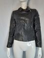 Oasis schwarze Lederjacke mit Reißverschluss Biker-Stil Größe S UK Damen