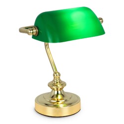 LUXUS BANKERLAMPE LED GRÜN MESSING SCHREIBTISCHLEUCHTE TISCHLAMPE 24CM 159465421