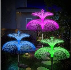 2X LED Solarleuchten Garten Dekor RGB Außen Solarlampe Quallen Flamme Licht DE