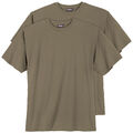 2er Pack Basic T-Shirts khaki Übergröße Adamo Fashion