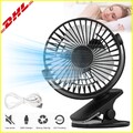 Kabelloser Tischventilator 2000mAh Akku - Mini USB Ventilator Lüfter Mit Klemme