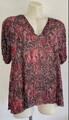 IRO Top Bluse V-Ausschnitt Burgunderrot Ikat Indonesia Batik Blumenmuster FR3...
