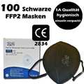 100 x schwarz FFP2 Maske Mundschutz Masken Atemschutz 5-lagig CE zertifiziert