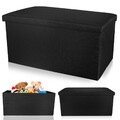 Leinen Faltbarer Sitzbank，Sitzhocker mit stauraum，Sitzkasten Fußhocker 76cm