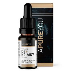 Vitamin D3 + K2 MK7 (all-trans, K2VITAL®) - 10.000 IE + 200µg - 300 Tropfen**Bioaktive Premium Rohstoffe**Made in Germany**
