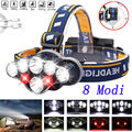 Super Hell 200000LM LED Stirnlampe Scheinwerfer Kopflampe USB AKKU Taschenlampe