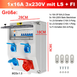 Baustromverteiler Stromverteiler Schuko 230V 400V CEE16A CEE32A Wandverteiler