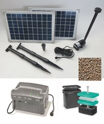 20W Solar Teich Pumpe 750L/h Akku Batterie Gartenteich Springbrunnen Filter NEU