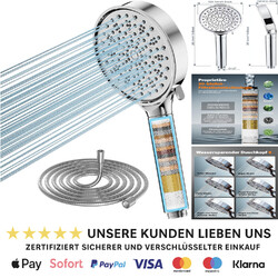 cobbe duschkopf mit filter, hochdruck handbrause mit schlauch, 6 strahlarten ...