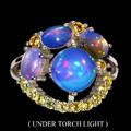 925 Sterlingsilber Ring Rund Feuer Opal 8mm Saphir Diamantschliff Edelstein Sz 8