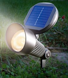 2x LED Solarstrahler warmweiß Solarleuchte Wandlampe Solarlampe Gartenlampe 