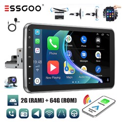 1 DIN Autoradio Carplay 10.1 Zoll Android 14 64G GPS drehbarer Bildschirm Kamera