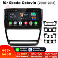 DAB+ Android 13 Autoradio GPS 4+64GB WIFI Für Skoda Octavia II 1Z3 1Z5 2008-2013