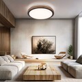 Deckenleuchte Wohnzimmerleuchte Deckenlampe LED Memoryfunktion Holz braun D 36cm