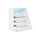 Kommode Sideboard mit LED Schubladen Anrichte Standschrank Weiß Hochglanz 83cm
