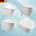Wand Hänge WC Randlos Toilette Drehspülung Soft Close Sitz Wand-WC inkl. WC-Sitz